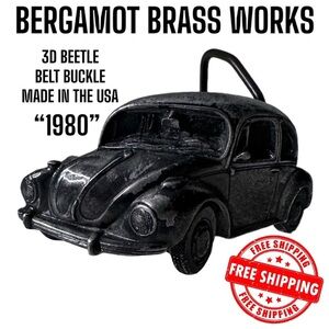 Bergamot Brass Works 3D VW Beetle Belt Buckle 1980 Made in the USA FREE SHIPPING